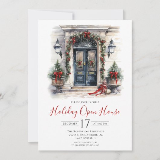 Offenes Haus an der Wasserfarbenfront Einladung (Vorderseite)