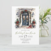 Offenes Haus an der Wasserfarbenfront Einladung (Stehend Vorderseite)