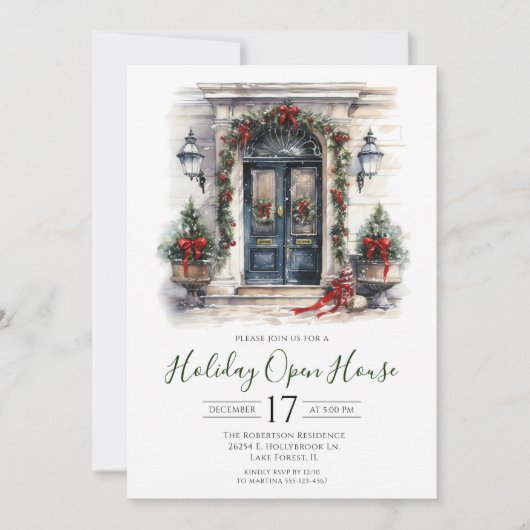 Offenes Haus an der Wasserfarbenfront Einladung (Vorderseite)