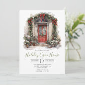 Offenes Haus an der Wasserfarbenfront Einladung (Stehend Vorderseite)