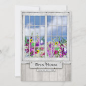 OFFENES HAUS, EINLADUNG, Rustikales Fenster/Blume- Einladung (Vorderseite)