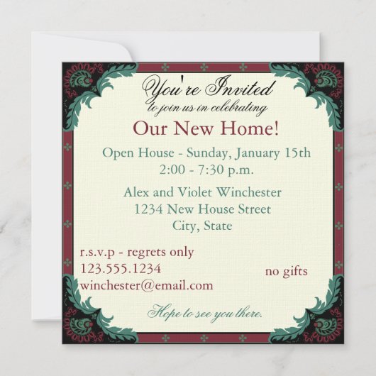 Offenes Haus Paisleys/Housewarming-Party Einladung (Vorderseite)
