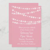 Offenes Haus Pink Twinkellampen Einladung (Vorne/Hinten)