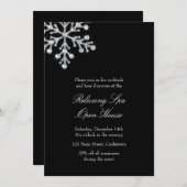 Offenes Haus-Schwarz-Offsetkristallschneeflocke Einladung (Vorne/Hinten)