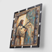 Offenes Herz: Jesu sanfter Ruf Quadratische Wanduhr (Winkel)