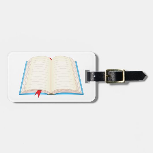 Offenes Linienbuch rotes Lesezeichen Gepäckanhänger (Vorderseite horizontal)