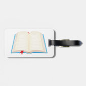 Offenes Linienbuch rotes Lesezeichen Gepäckanhänger (Rückseite horizontal)