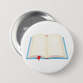 Offenes liniertes Buch mit rotem Lesezeichen Button (Vorne & Hinten)