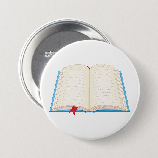 Offenes liniertes Buch mit rotem Lesezeichen Button (Vorne & Hinten)