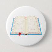 Offenes liniertes Buch mit rotem Lesezeichen Button (Vorderseite)