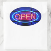 Offenes Neonschild-Aufkleber Ovaler Aufkleber (Tasche)