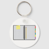 Offenes Notebook und Bleistift Schlüsselanhänger (Rückseite)