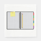 Offenes Notebook und Bleistift Serviette (Vorderseite)