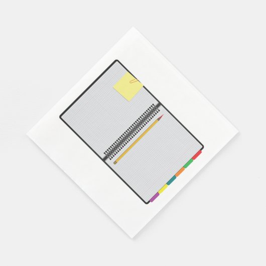 Offenes Notebook und Bleistift Serviette (Ecke)