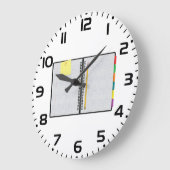 Offenes Notizbuch mit Graphpapier und Bleistift Große Wanduhr (Winkel)