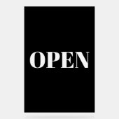 Offenes Schild Typografie Minimalistisch Schwarz W (Vorderseite)