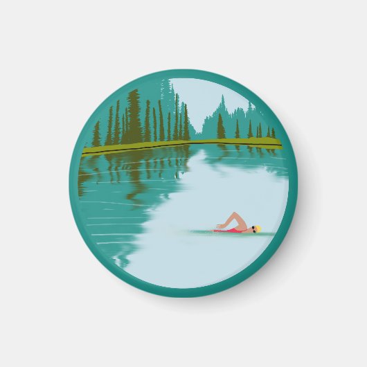 Offenes Wasser schwimmen in einem Wald-Seemagnet Magnet (Vorne)