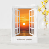 offenes weißes Fenster mit Sonnenaufgang Beileid Karte (Gelbe Blume)