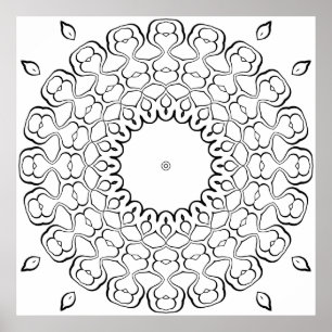 Offenes Zentrum Herz Mandala Malvorlage Design Poster