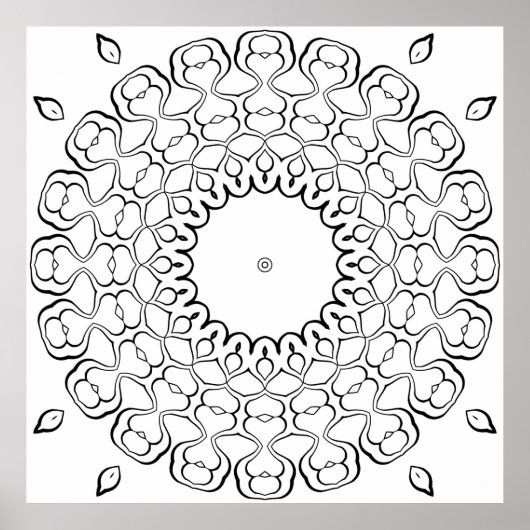 Offenes Zentrum Herz Mandala Malvorlage Design Poster (Vorne)