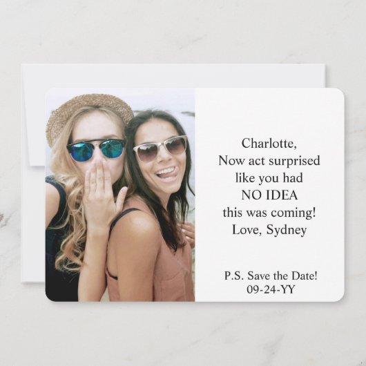 Offensichtlich Trauzeugin Bridesmaid Vorschlag Fun Einladung (Rückseite)