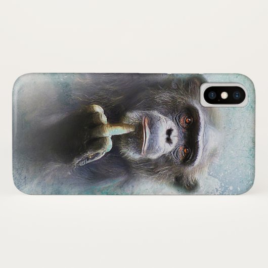 Offensive Funny Animal Chimpanzee Middle Finger Case-Mate iPhone Hülle (Rückseite (Horizontal))