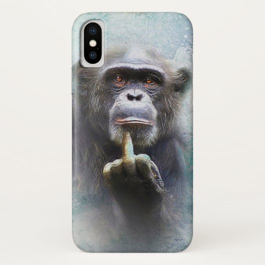 Offensive Funny Animal Chimpanzee Middle Finger Case-Mate iPhone Hülle (Rückseite)