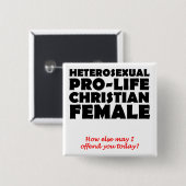 Offensive Prolife Female Christlich Button Button (Vorne & Hinten)
