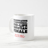 Offensive Prolife Female Christliche Tasse Spaß (Vorderseite Links)