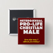 Offensive Prolife Male Christlich Button Button (Vorne & Hinten)