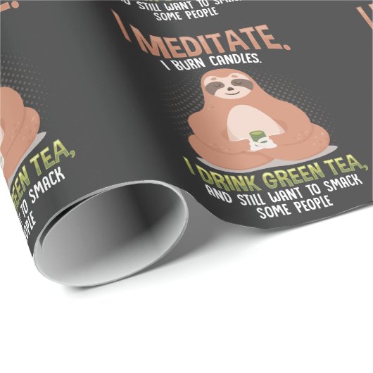 Offensive Sloth Yoga Grüne Tee Entspannen Sarcasti Geschenkpapier (Rolleneckpunkt)
