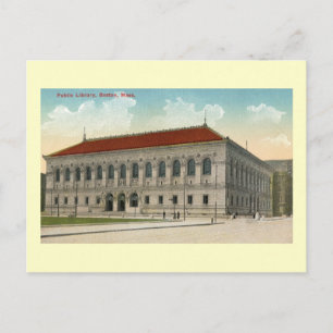 Öffentliche Bibliothek, Boston 1911 im Vintage-Sti Postkarte
