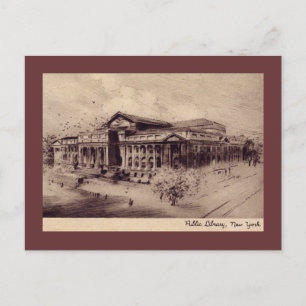 Öffentliche Bibliothek, New York City Vintage Postkarte