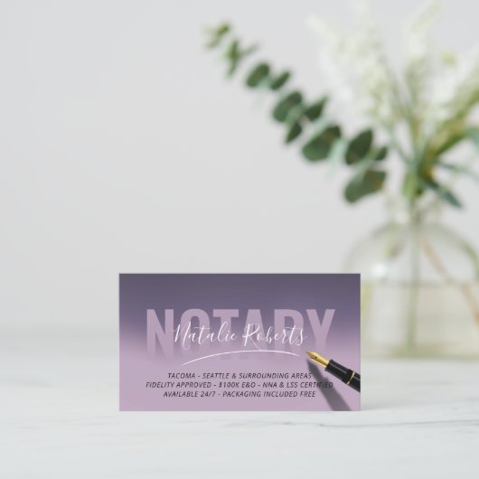 Öffentliche, elegante Lila Unterschrift für mobile Visitenkarte (Stehend Vorderseite)