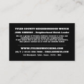 Öffentliche Sicht, Nachbar Community Watch Visitenkarte (Rückseite)