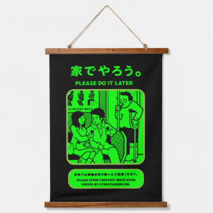 Öffentliche Werbung in der japanischen U-Bahn in T Wandteppich Mit Holzrahmen