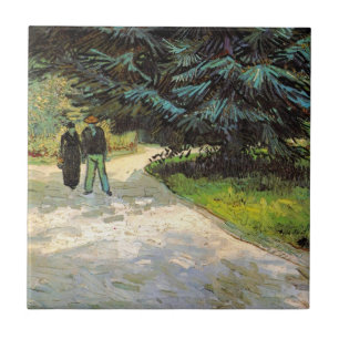 Öffentlicher Garten mit Couple von Vincent van Gog Fliese