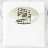 Öffentlicher Markt in Seattle, WA Ovaler Aufkleber (Tasche)