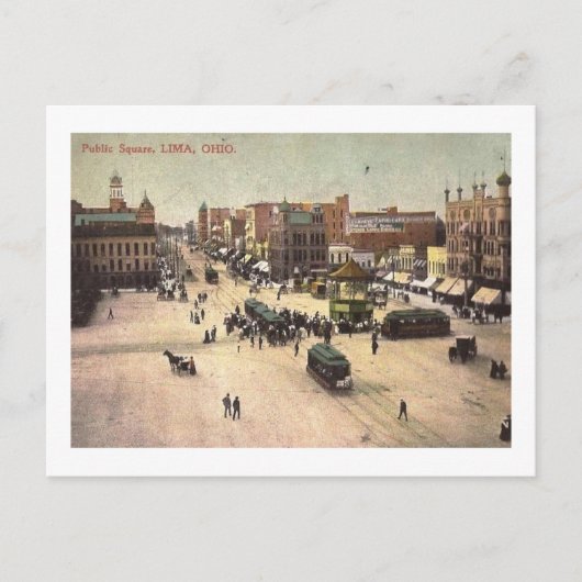 Öffentlicher Platz, Lima, Ohio Vintag Postkarte (Vorderseite)