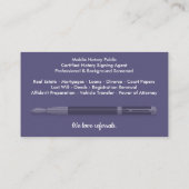 Öffentliches, benutzerdefinierbares mobiles Notar- Visitenkarte (Rückseite)