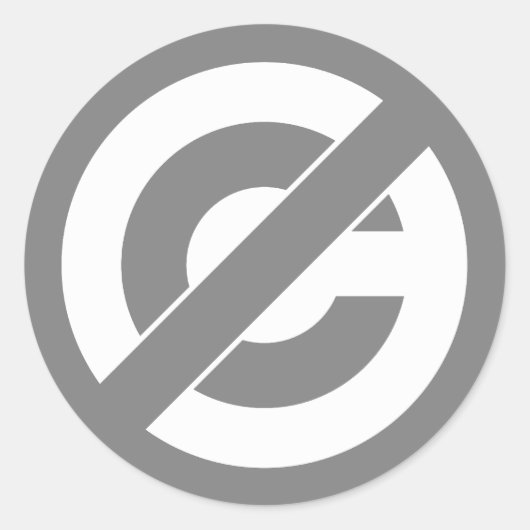 Öffentliches Domain-Anti-Copyright-Symbol Runder Aufkleber (Vorderseite)