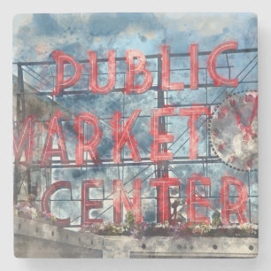 Öffentliches Marktzentrum in Seattle Steinuntersetzer