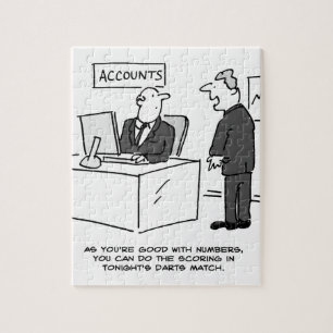 Office Accountant Gefragt, um bei einem Darts Matc Puzzle