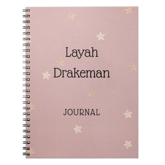 Office and School Pink Journal mit Gold Stars Notizblock (Vorderseite)
