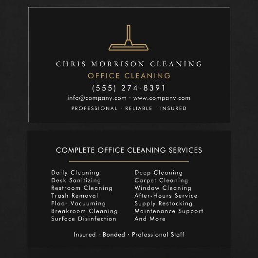 Office Cleaning Professional Black Gold Visitenkarte