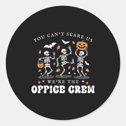 Office Crew Skeleton Dancing Halloween School Secr Runder Aufkleber (Vorderseite)
