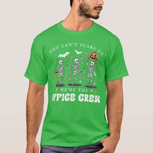 Office Crew Skeleton Dancing Halloween School Secr T-Shirt (Vorderseite)