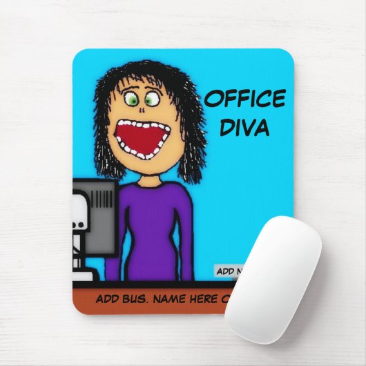 Office Diva Cartoon Mousepad (Mit Mouse)