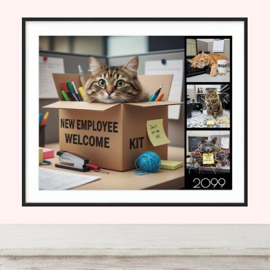 Office Fun Cats Photo Poster, 2026 / Business Cat Poster