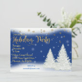 Office Holiday Party Snowflakes Gold Landschaft Einladung (Stehend Vorderseite)
